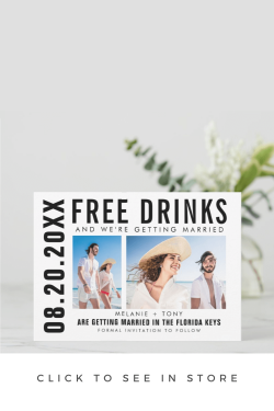 Funny Save the Date | Free Drinks Two Photo Beach